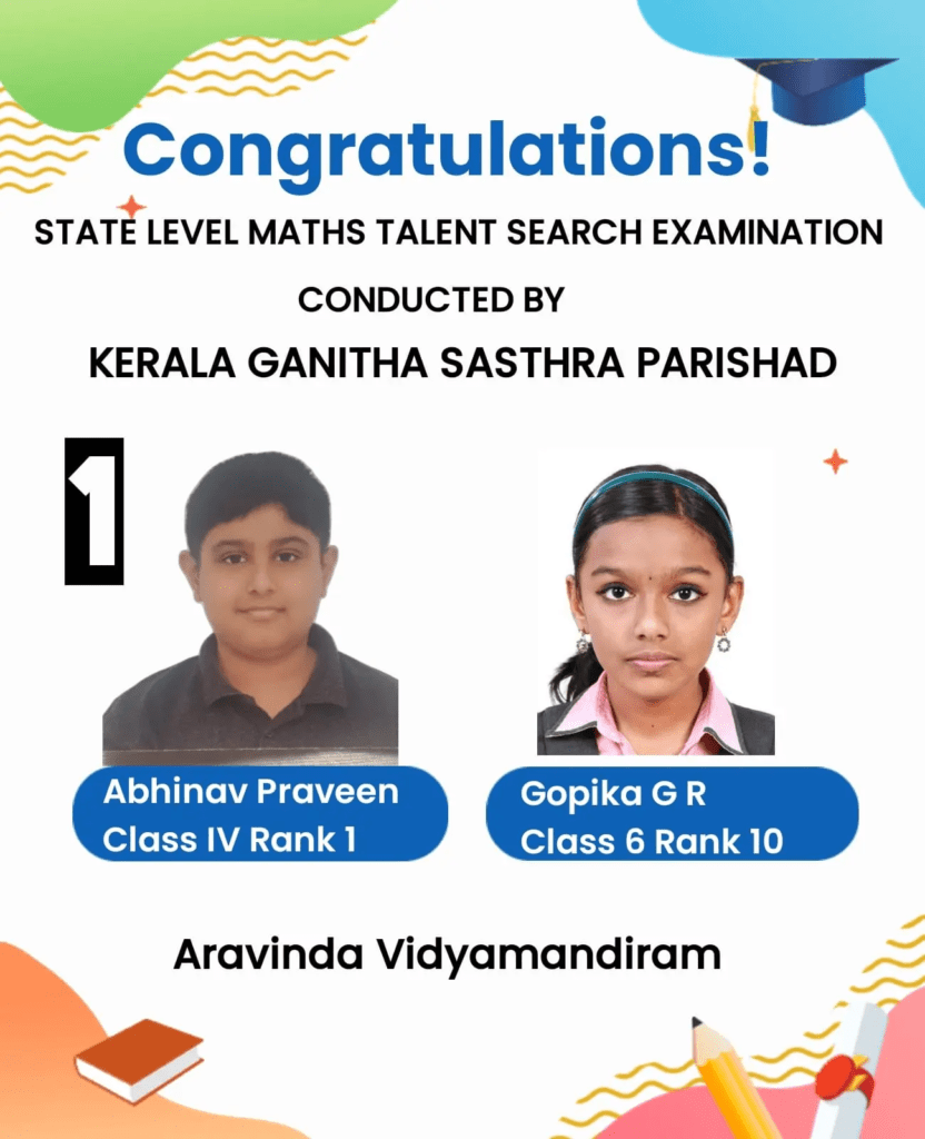 Hearty Congratulations to Our Students Who achieve 1st & 6th Rank of Kerala Ganitha Sasthra Parishad.